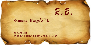 Remes Bogát névjegykártya